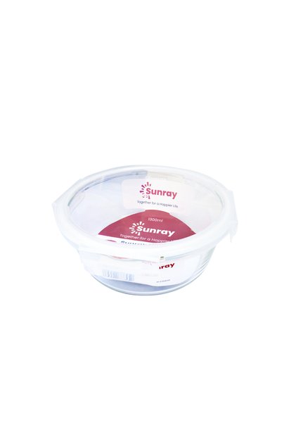 Borosilicate Glass Round Food Container - 1300ml