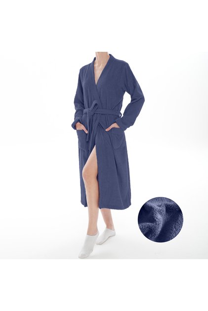 Women's Navy Blue Bathrobe (with Plus Size Option)