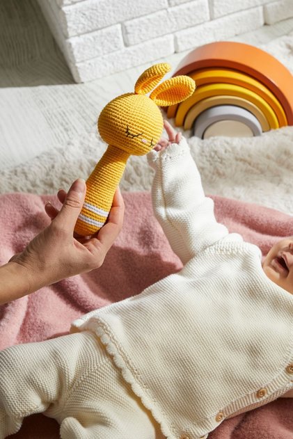 Natural Baby Knitted Amigurumi Rabbit Fun Rattle