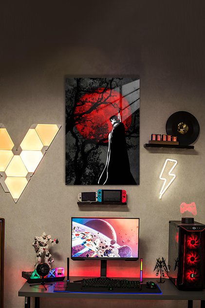Kırmızı Ay Altında Guts – Minimal Berserk HD Metal Poster