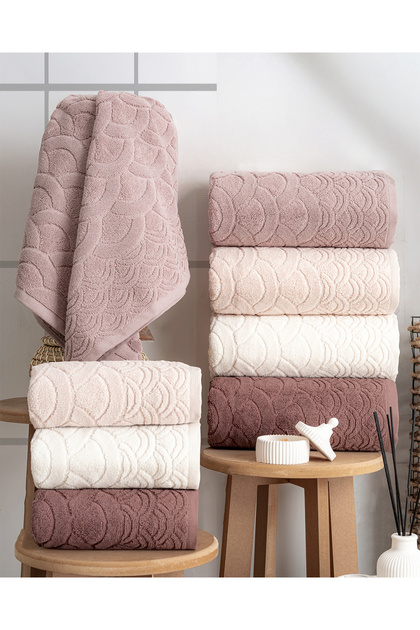 Buldan Üretimi Dowry Deluxe Jacquard Olga 4-Piece Bath Towel I 70X140
