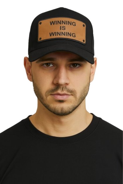 Winning Is Winning Written Adjustable Cap Model Black Men's Hat