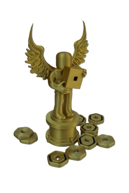Figurină trofeu cu 10 monede – Trofeu premiu Bloxy de la Roblox, auriu, imprimat 3D