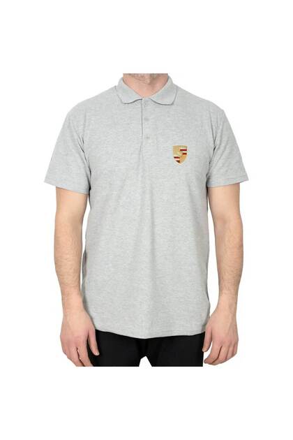Polo Neck Porsche Logo Gray T-Shirt