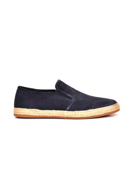 Genuine Suede Leather Navy Blue Jut Sole Sports Men's Shoes - 245533