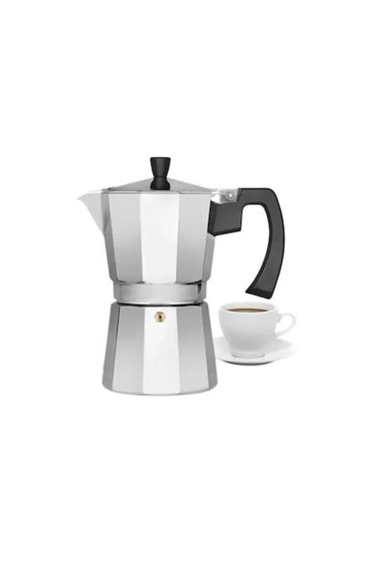 Aparat de cafea pentru aragaz, fabricat din aluminiu, culoare argintie