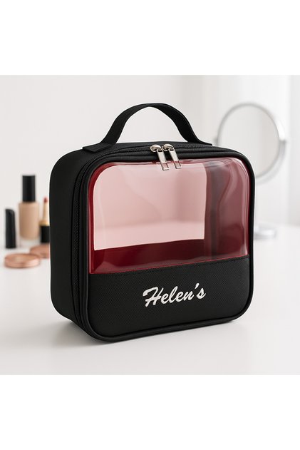 Pvc Transparent Travel Makeup Cosmetic Bag Black