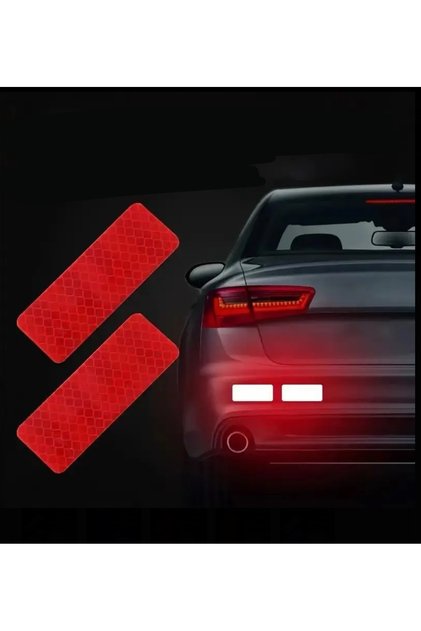 Car Bumper Sticker with Red Reflectors 2 Pieces – Night Visibility Enhancing Safety Sticker