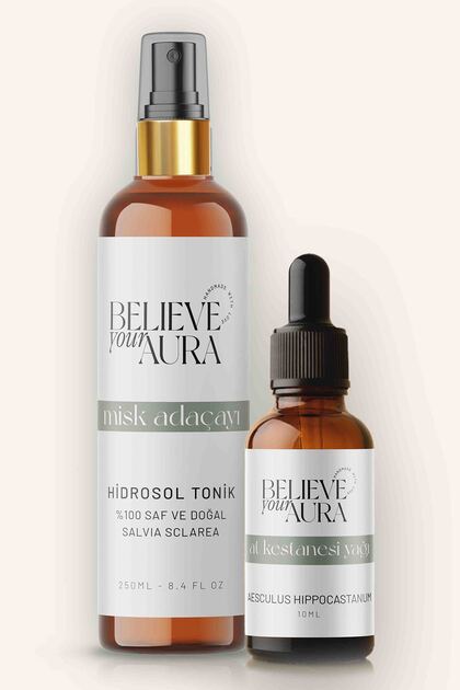 Horse Chestnut Oil and Sage Hydrosol - Pure and Natural Regenerative Repair Hair and Skin Care Set