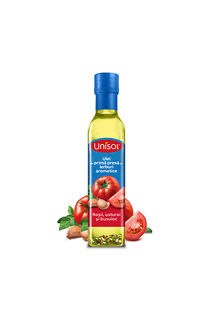 Ulei cu roșii, usturoi și busuioc 250 ml,