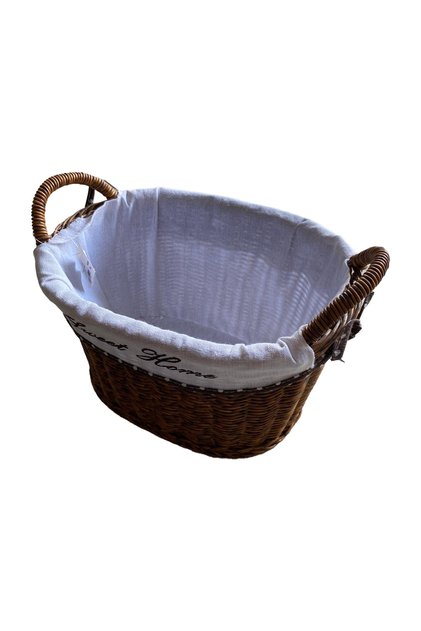 Oval Fabric Basket with Handle Medium Size 28 X 19 X 23 cm
