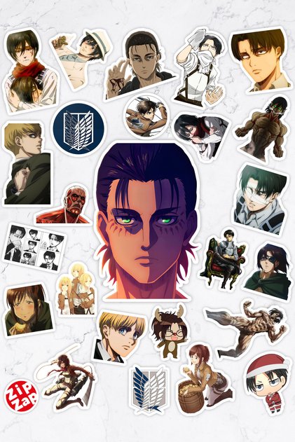 Attack on Titan Titana Attack Anime Phone Laptop Bujo Adhesive Foil Sticker Pack (25 Pcs)