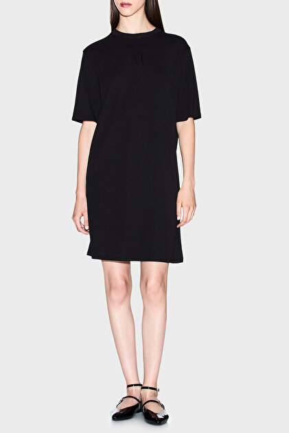 black turtle neck mini dress Norma Kamali Long Sleeve Turtleneck Mini Dress