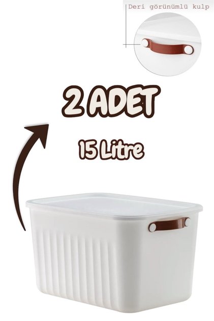 2'Li Beyaz 15 Lt Boxsis Set Çok Amaçlı Kapaklı Kutu Dolap İçi Düzenleyici Organizer - Hobi Kutusu