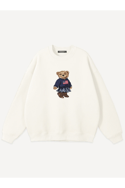 Hanorac oversize unisex cu imprimeu Teddy Girl