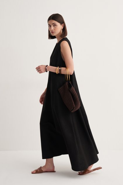 Women's Cupra Draped Cotton Zero Sleeve Dress Black