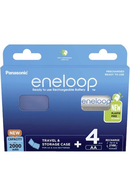 Επαναφορτιζόμενες μπαταρίες Eneloop LR6/AA, 2000mAh, 4 τεμάχια + θήκη
