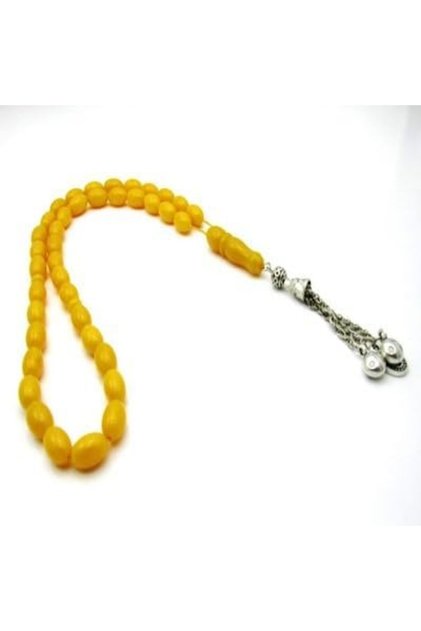 Amber Round Prayer Beads in Dark Yellow Color