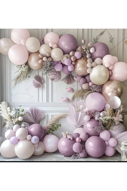 Dusty Rose Powder Pink Rose Chrome Ivory White Balloon Chain Set of 100