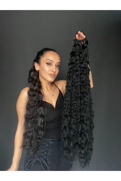 Rus Afro Dalgası Lastikli At Kuyruğu Saç Tokası