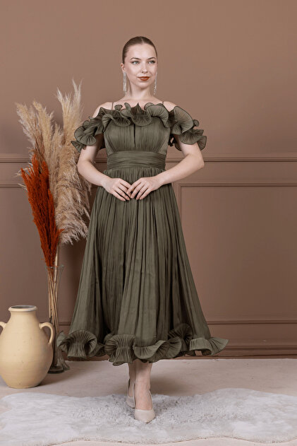 slim fit dress slacks Khakhi Green 100% Cotton Paneled A-Line Midi Dress 62