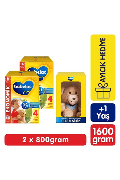Bebelac 4 Çocuk Devam Sütü 1 Yaş+ 800 Gr x 2 Adet Ayıcık Hediyeli