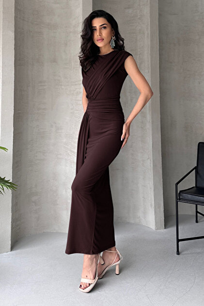 Trendyol Collection Brown Bodycon Maxi Stylish Evening Ball Gowns  Homecoming Dress Tprss25El00316- Trendyol