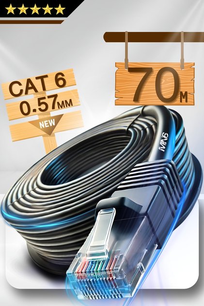M107X 70 Meter Ethernet Cable/Cat6-Utp-0,57Mm-Two Layers Shielded/Indoor Outdoor