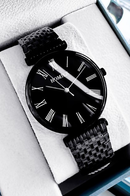 Men's Wristwatch 3 Atm Water Resistant Black Color Steel Band Hme2016C4