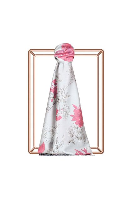 Azalea Patterned Silk Shawl 07318-Silver