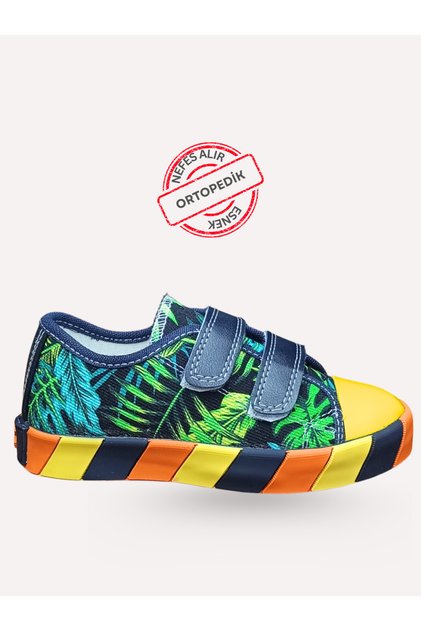 Leaf Patterned Canvas Summer Boys' Sneakers