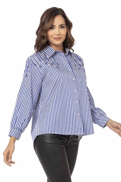 Wh122 Striped Oversize Women's Shirt