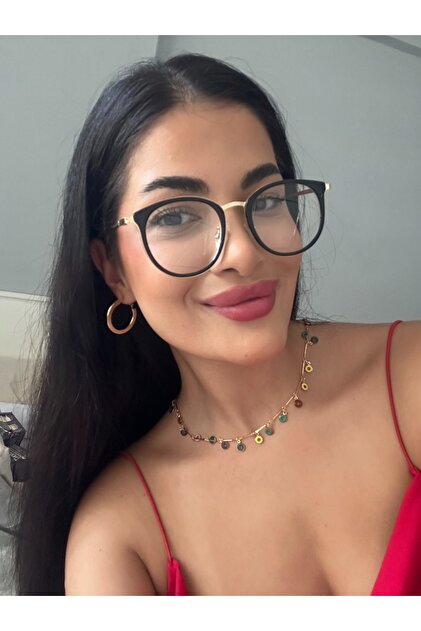 Laida Modeli Siyah Gold Metal Yuvarlak Mavi Işık Korumalı Gözlük