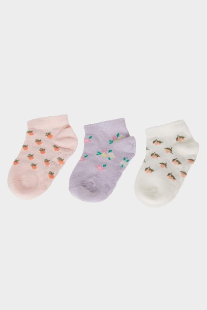 Baby Girl Anti-Slip Sole 3-Piece Cotton Booties Socks E4953A5Ns