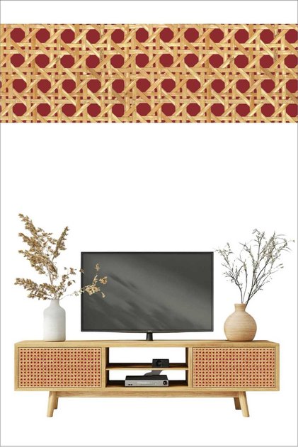 Wicker Rattan Patterned Self-Adhesive Lamination Cabinet, Dresser, Nightstand Covering Foil