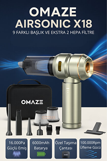 Teknodrone Airsonic X18 Şarjlı Araç İçi Süpürge 16.000Pa Güçlü