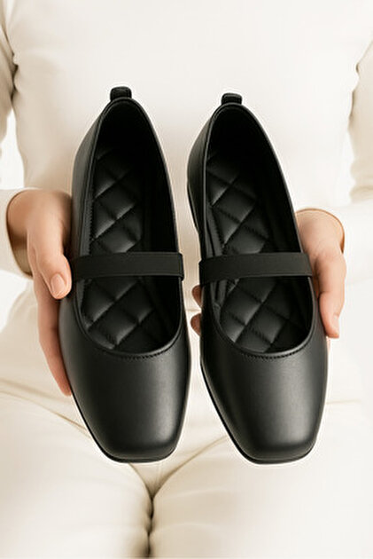 MÜJERİL'S Women's Black Woolen Pearl Winter Ballerinas Home and Outdoor  Shoes- Trendyol