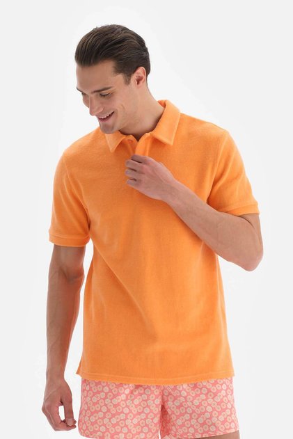 Tricou cu gât polo prosop somon