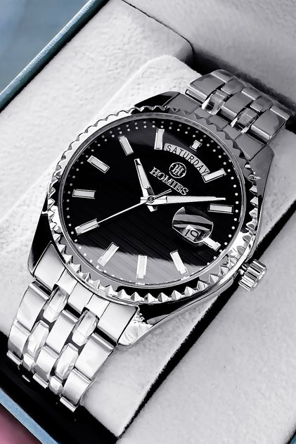 Men's Wristwatch with Special Box 3 Atm Water Resistant Silver Color Steel Band Hme2002C2