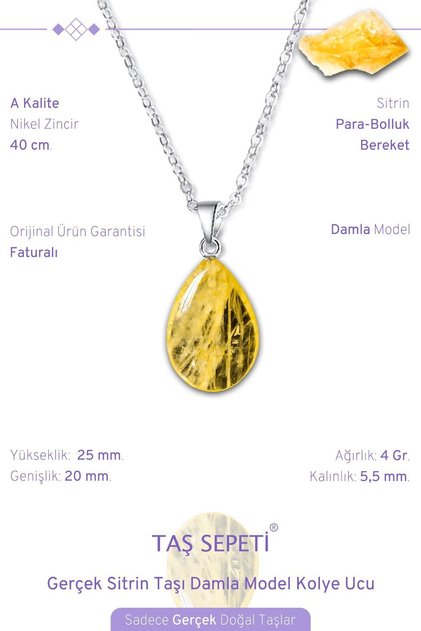 Real Citrine Stone Drop Model Pendant Money Abundance Abundance