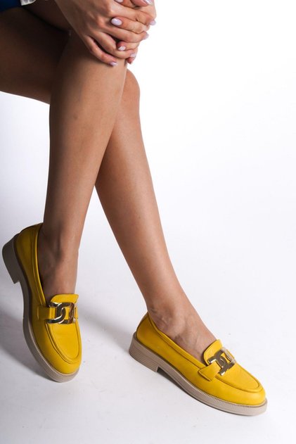 Mubiano Genuine Leather Collection Women's Ballerinas Yellow -Mcsdd033-Sr