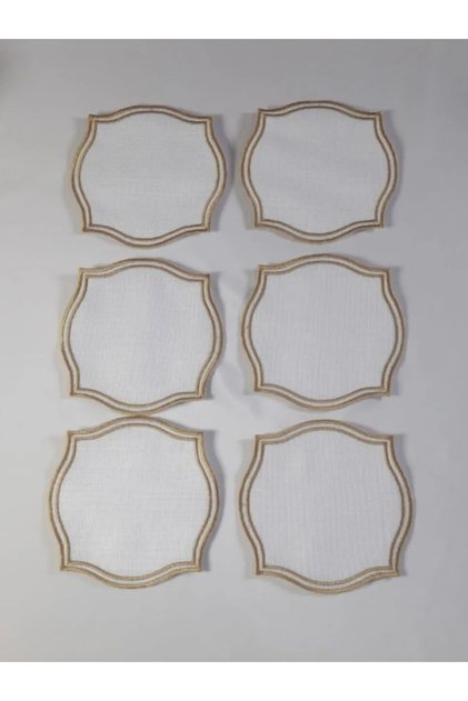 6 Pieces Napkin Etamine Processable Party Gold Edge Cocktail Coffee Side Presentation Napkin No:45