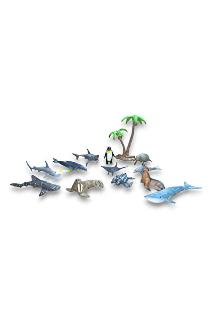 Brother Toys Tüpte 13 Parça Okyanus Hayvanları 12 Hayvan 1 Ağaç