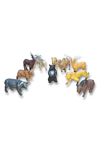 Brother Toys Tüpte 10 Adet Vahşi Hayvanlar Aslan Ren Geyiği Goril