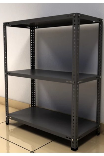 3 Katlı 20x60x50 Cm Siyah Dekoratif Çelik Raf - Depo, Arşiv, Kiler, Dosya, Market Rafı