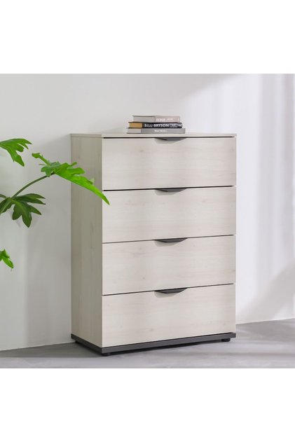 Pletora 4-Drawer Chest of Drawers - Grey Oak, Engineered Wood, Stylish Bedroom Storage, 79x39x111cm