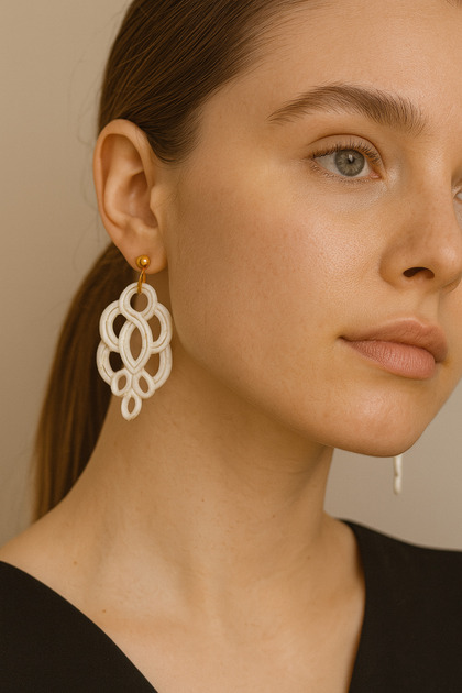 Ivoria White Opal Textured Handmade Polymer Clay Earrings