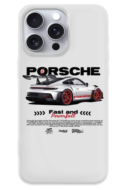 iPhone 15 Pro White Inside Velvet Gt3 Rs Patterned Silicone Phone Case Cars