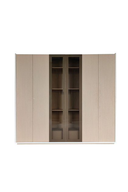 Brita 6 Door Wardrobe with 2 Glass Doors - Beige/White Oak L241.7xW59xH220cm