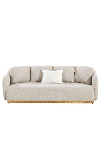 Ollena 3 Seater Fabric Sofa - Beige L228xW98xH82cm